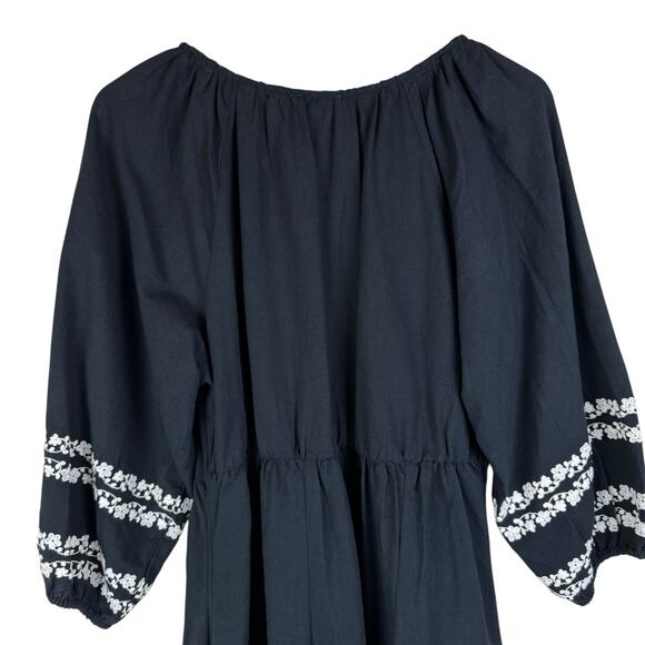 Sundance Josephena Garden Black & White Flower Embroidered Cottagecore Dress - Picture 11 of 13